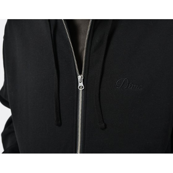 Dime Cursive Zip Hoodie Black