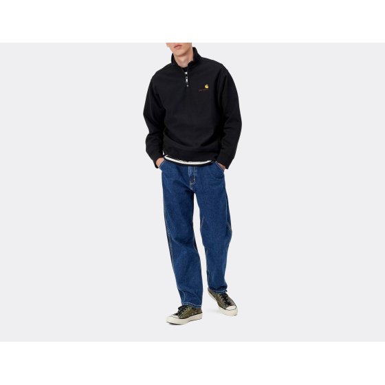 Carhartt WIP Half Zip American Script Sweatshirt Black