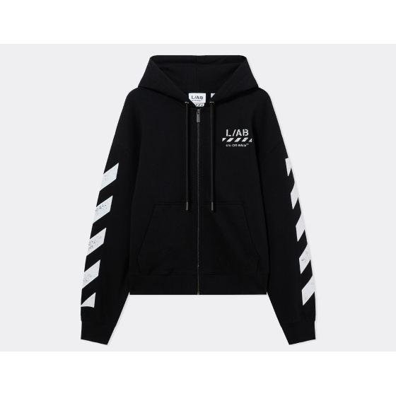 L/AB c/o Off-White Core Diagonal Zip Hoodie Black