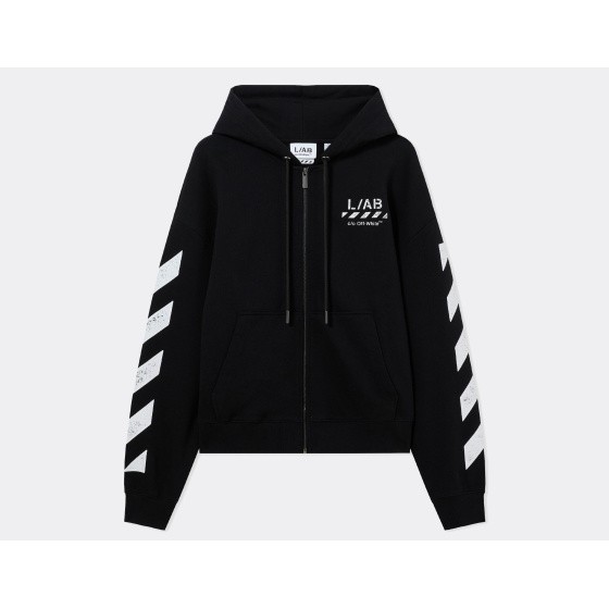 L/AB c/o Off-White Core Diagonal Zip Hoodie Black