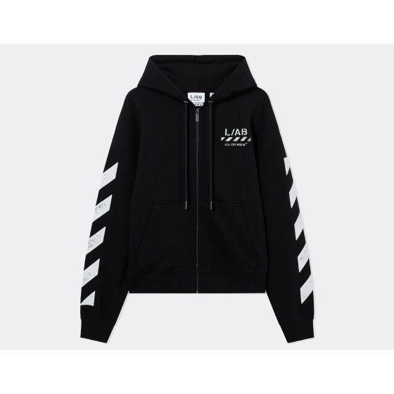 L/AB c/o Off-White Core Diagonal Zip Hoodie Black