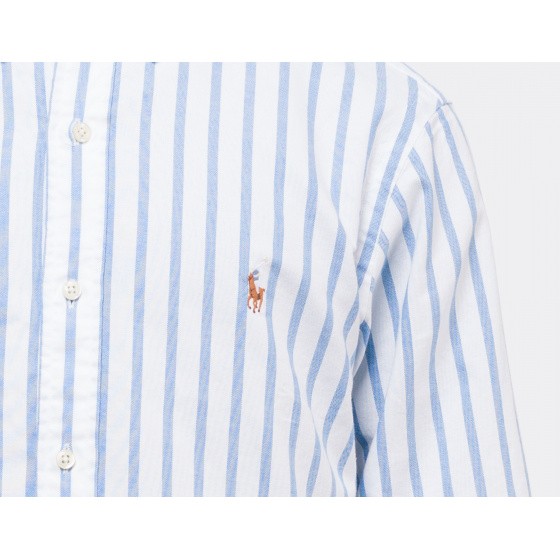 Polo Ralph Lauren Custom Fit Striped Oxford Shirt Blue White