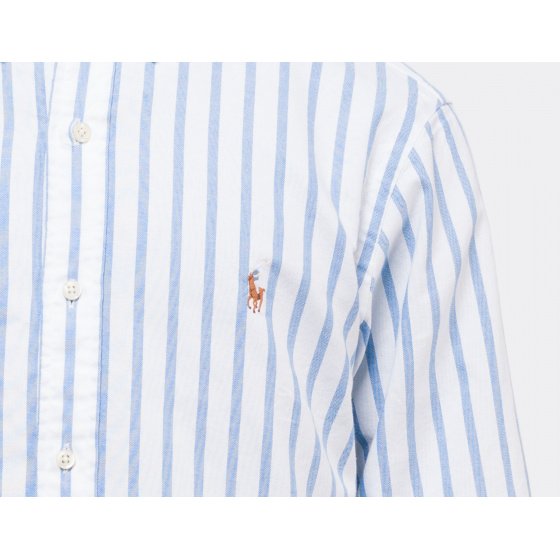 Polo Ralph Lauren Custom Fit Striped Oxford Shirt Blue White