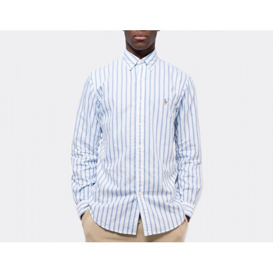 Polo Ralph Lauren Custom Fit Striped Oxford Shirt Blue White