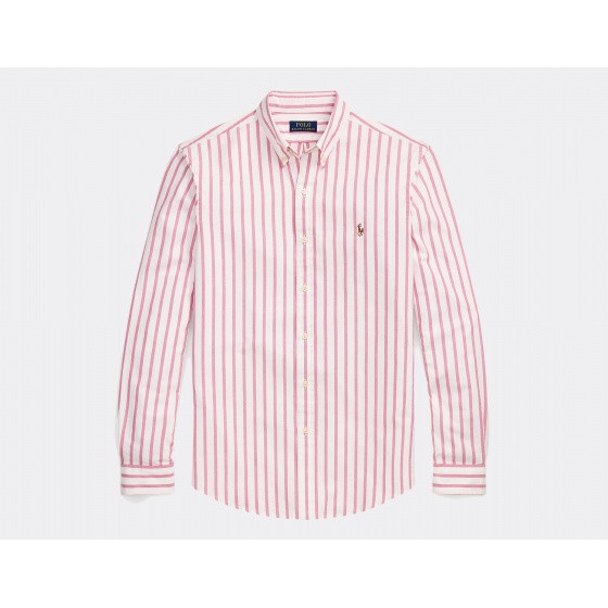 Polo Ralph Lauren Custom Fit Striped Oxford Shirt Pink